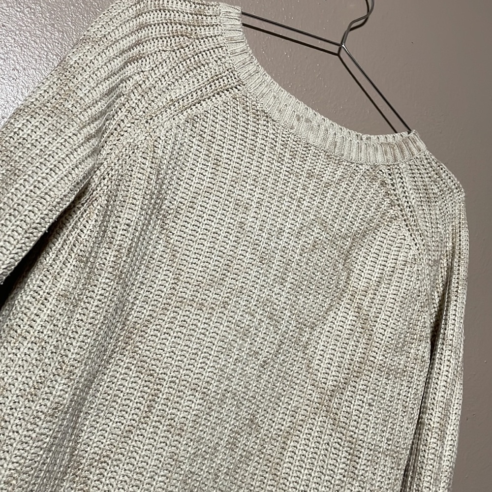 Dex | snake foil gold long sleeve sweater, Chunky knit, Beige w/sheen, Women’s L